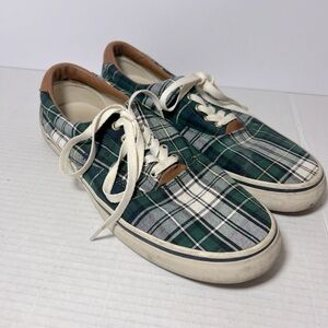 Polo Ralph Lauren classic Thornton, Plaid Green and White Men's Sneakers preppy
